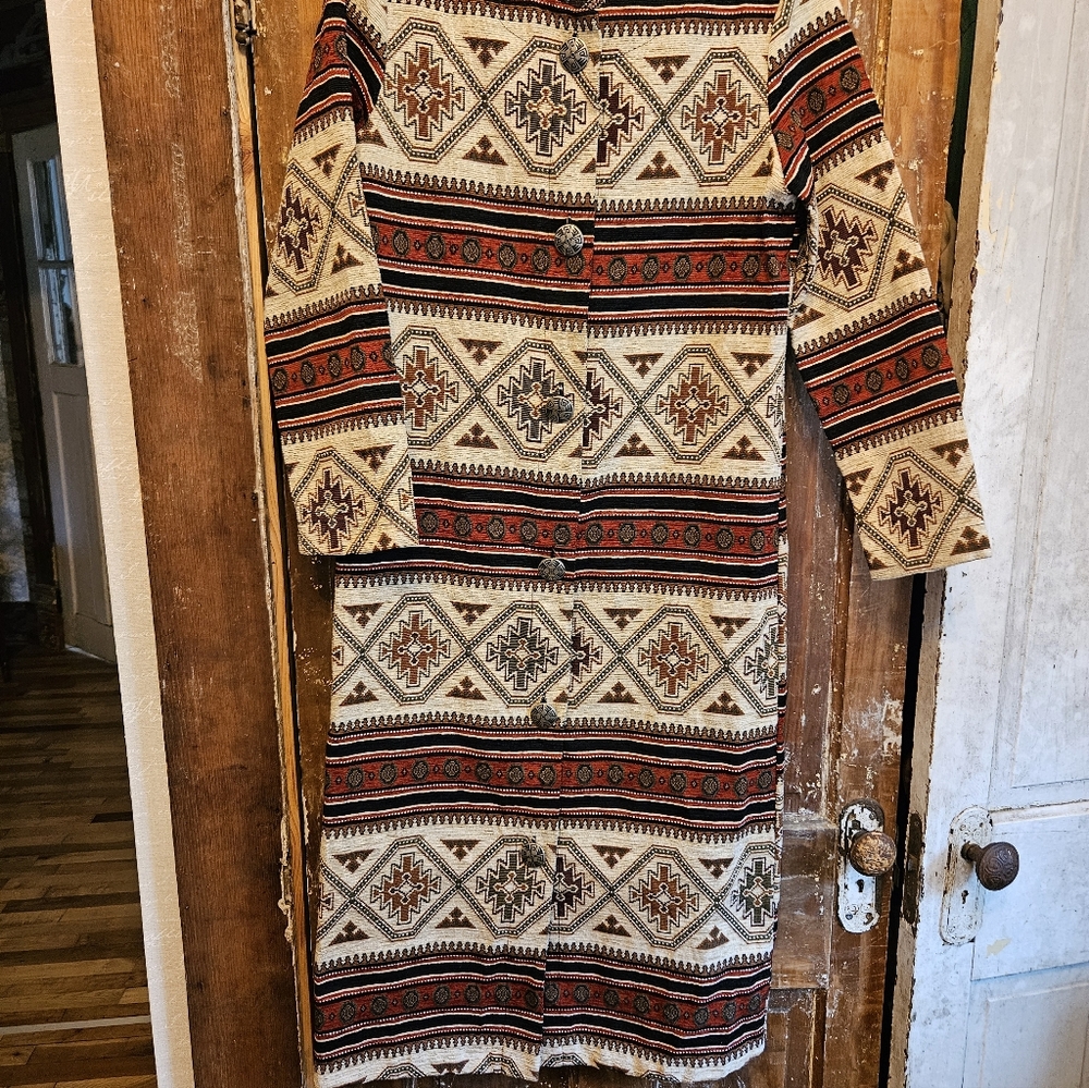 Geometric Patterned Long Sleeve Coat - image 4